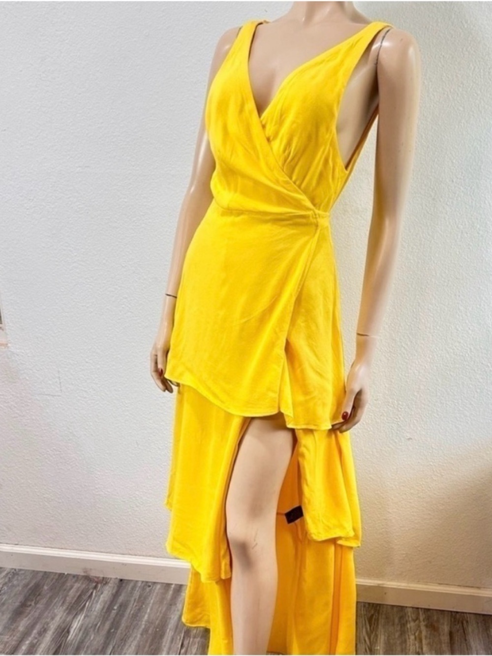 AFRM Vibrant Yellow Tiered Maxi Dress